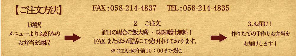 ご注文はFAXまたはお電話で！